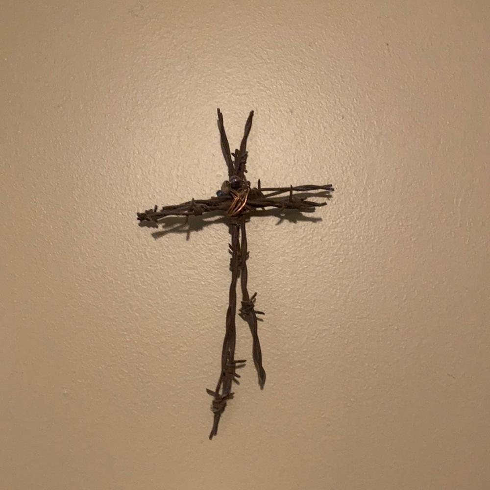 Barbed Wire Wall Art Cross 8” x 10”